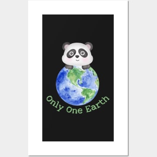 Cute Panda and Earth Save the Planet Posters and Art